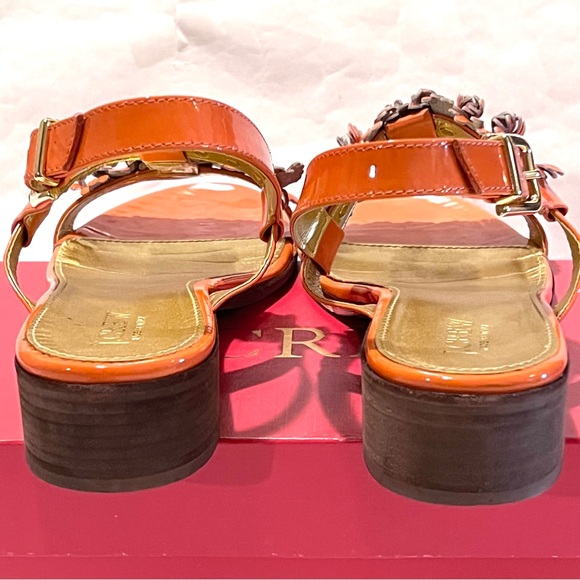 J. Crew Aurora Patent T-strap Sandals Size 10 Sweet Papaya (Orange) - Picture 8 of 14
